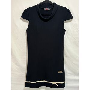 Lolola Girls Stretch Knit Sheath Dress Size L Mock Neck Cap Sleeve Ribbon Accent